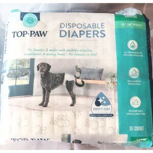 Top Paw Dog Diapers Size L 1=30 Pack Disposable Leak-Proof Unisex NEW